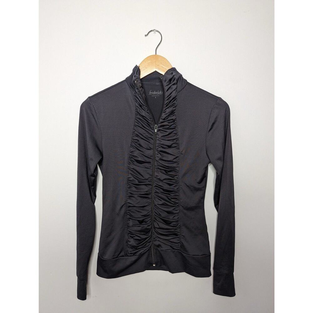 Vintage Y2K Fredericks Of Hollywood Full Zip Ruffle Top Fitted Goth Whimsigoth - Picture 6 of 11